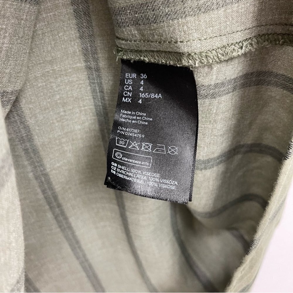 H&M Tunic beach shirt striped dress green olive size 4 woman’s - Picture 9 of 12